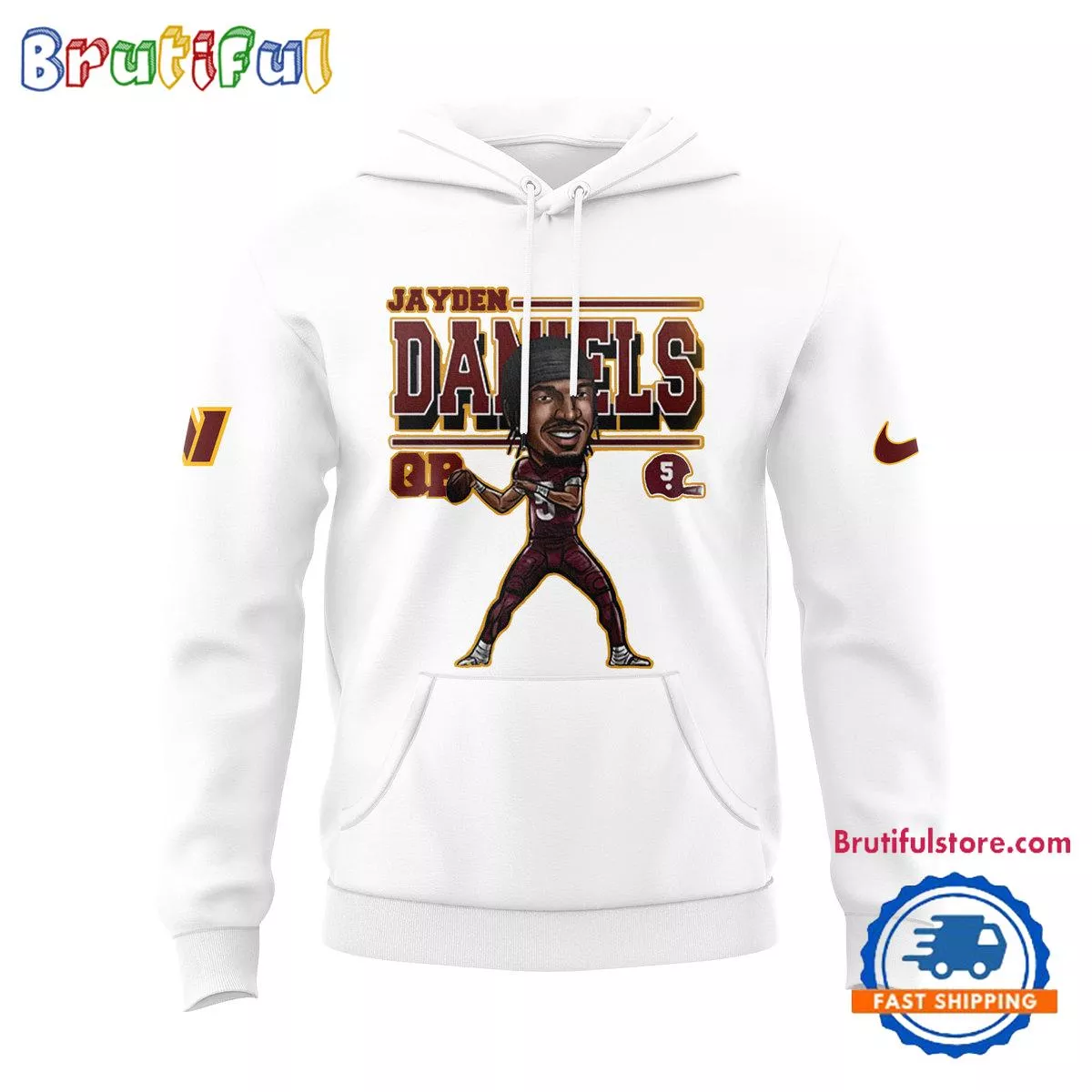 Jayden Daniels Washington Commanders Pops White Hoodie