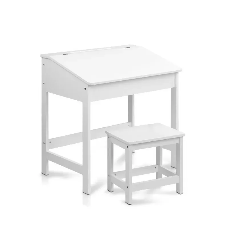 Keezi Kids Inclined Study Table with Storage and Stool Set
