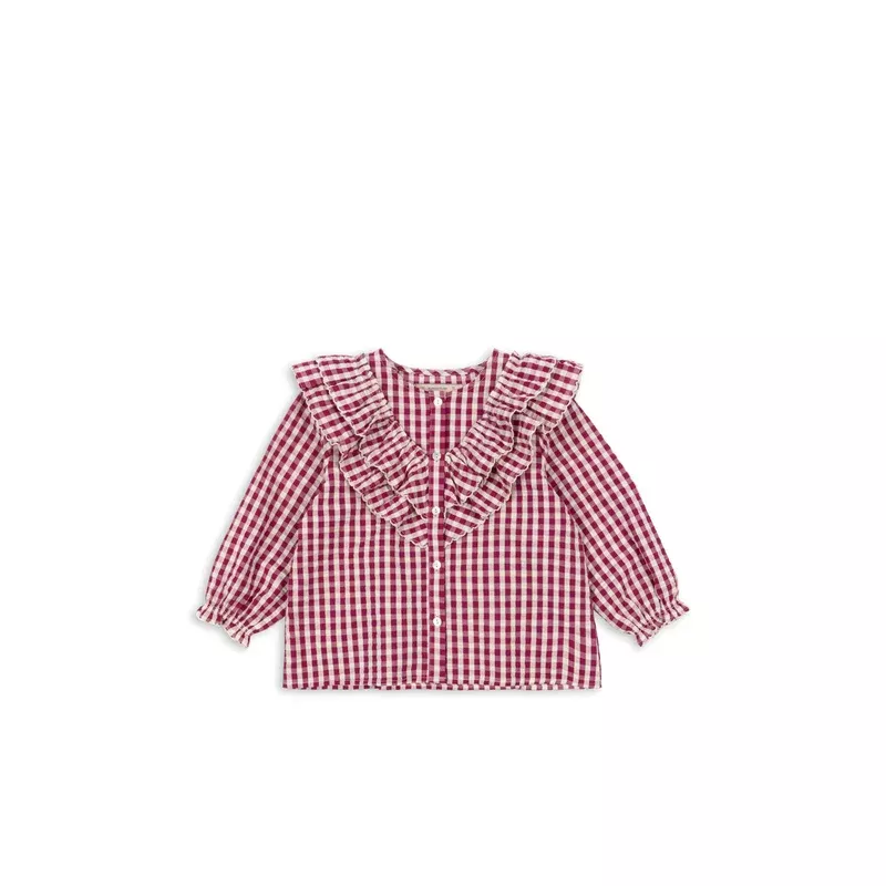KIM BLOUSE – sangria/butter check