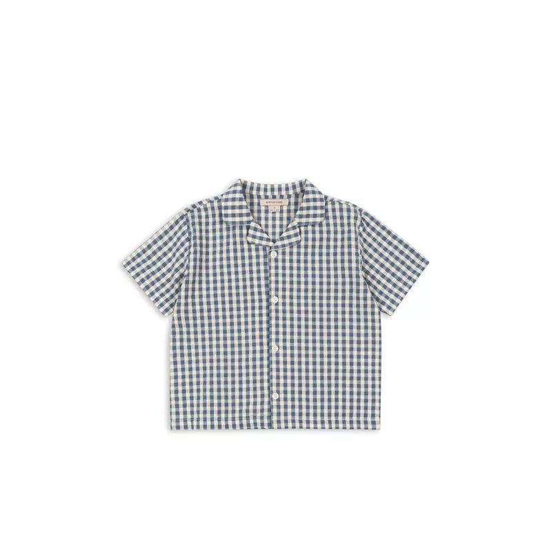 KIM SS SHIRT GOTS – captains blue check