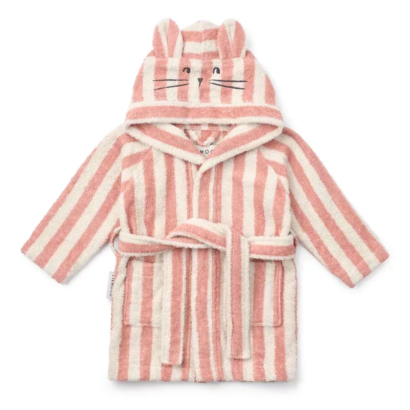 Lily Bathrobe – Coral blush / creme de la creme stripe