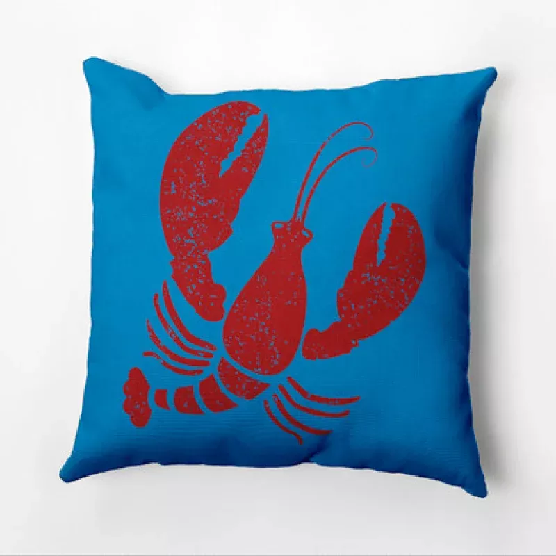 Lobster Outdoor Throw Pillow – 16 – Blue & Red | Pool Central