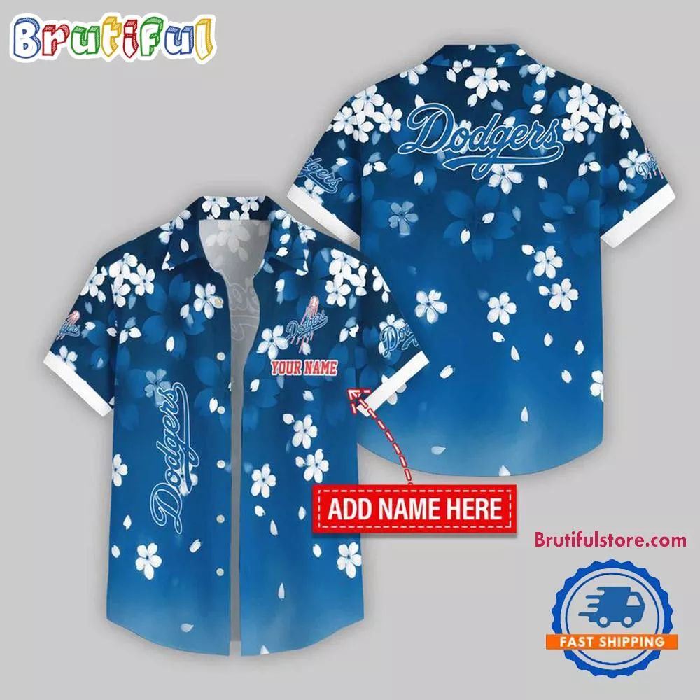 Los Angeles Dodgers Five-petaled Flower Pattern Hawaii Shirt