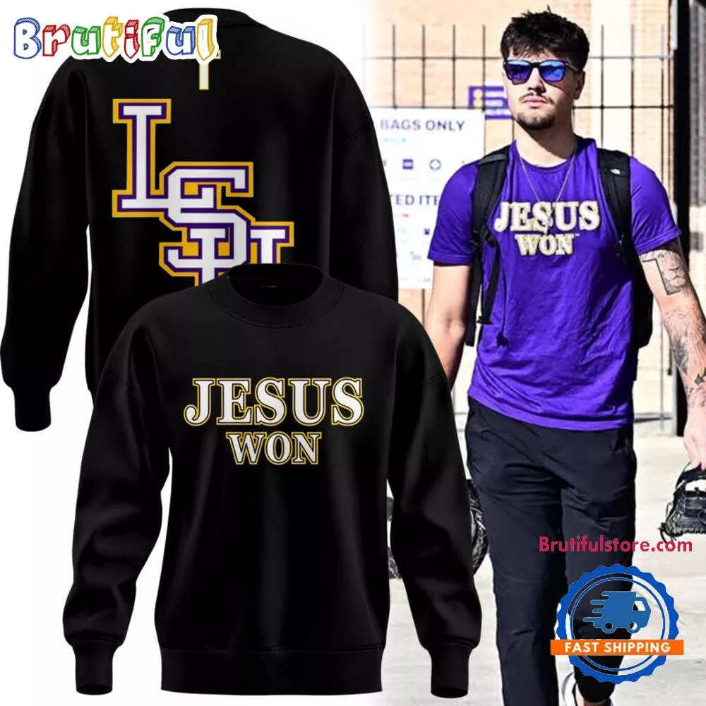 LSU Tigers JESUS WON Black Sweatshirt