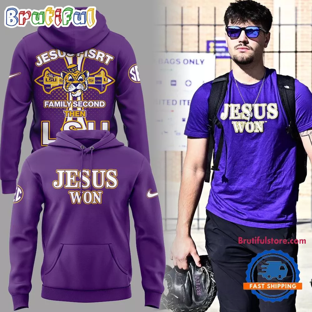 LSU Tigers JESUS WON Purple Hoodie