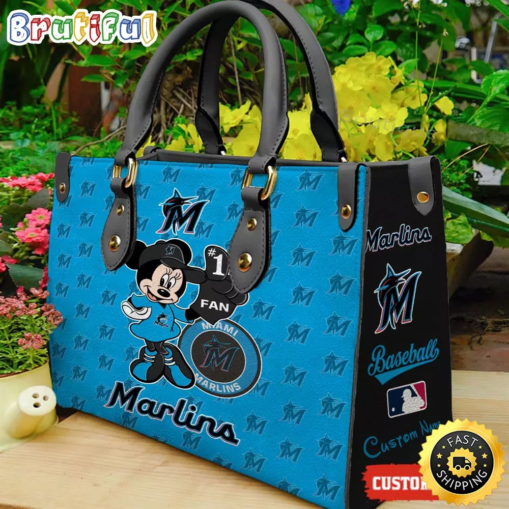 Miami Marlins Minnie Women Leather Hand Bag