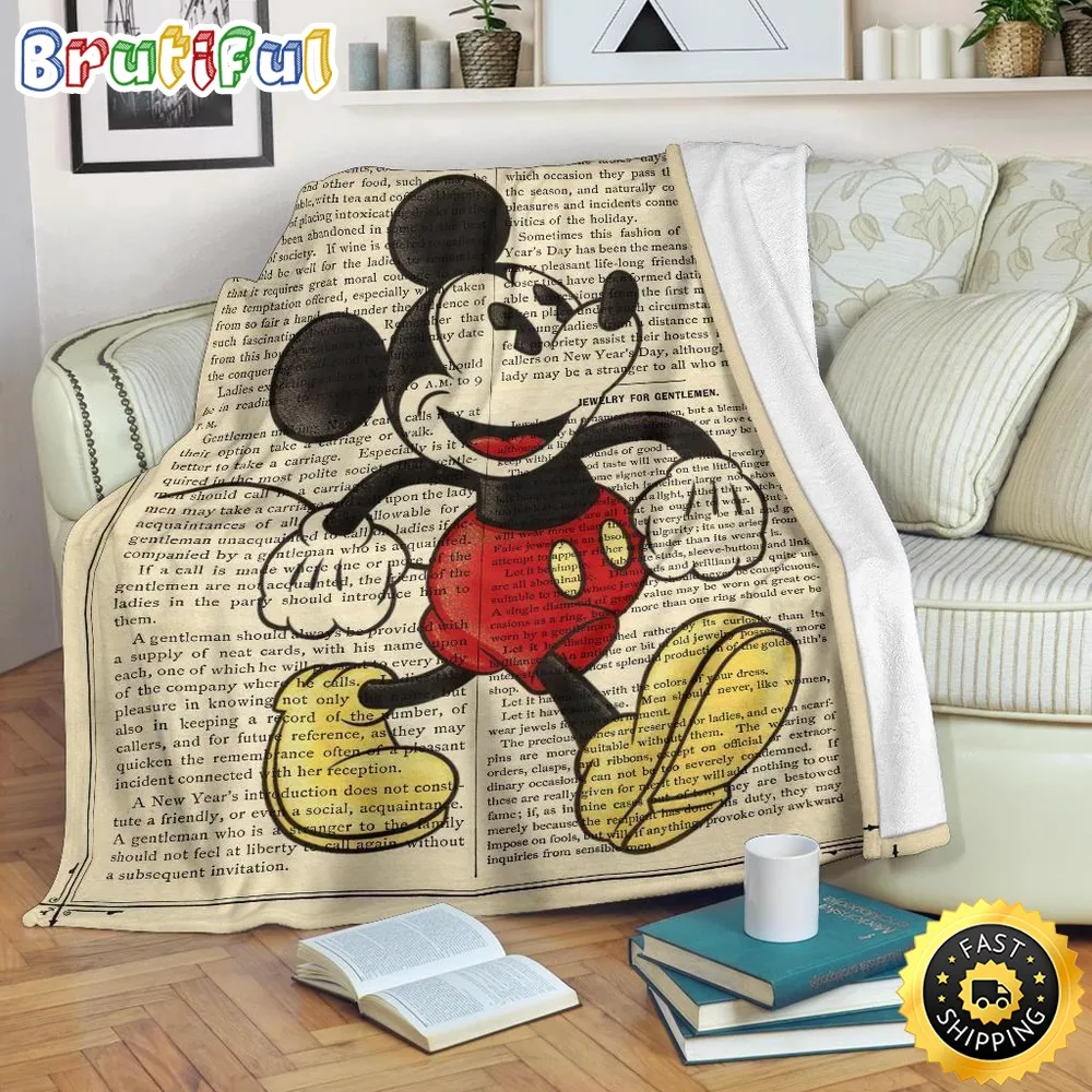 Mickey Mouse Blanket Book Page Mickey Fleece Blanket For Bedding Decor