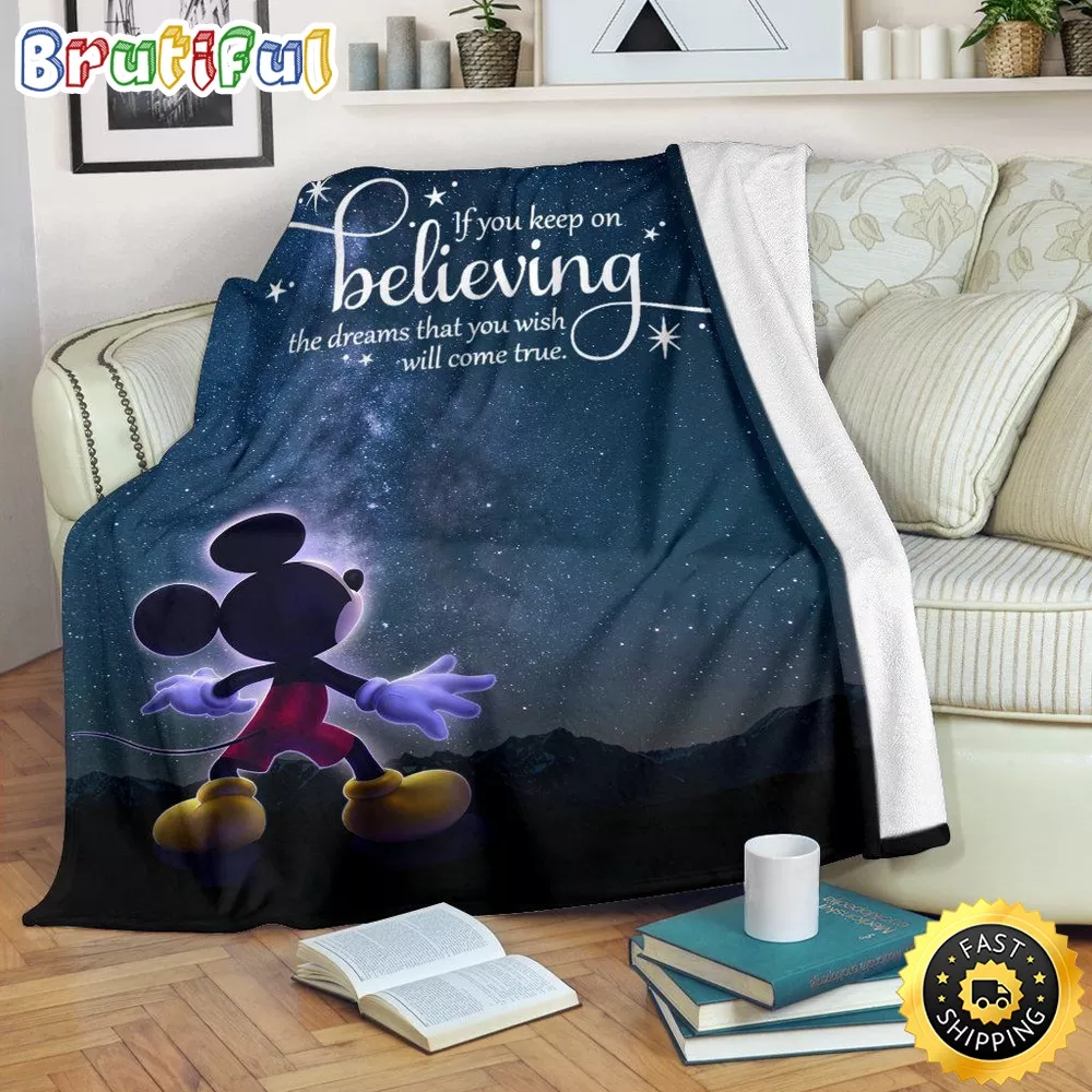 Mickey Mouse Blanket Keep On Believing Mickey Mouse Fleece Blanket