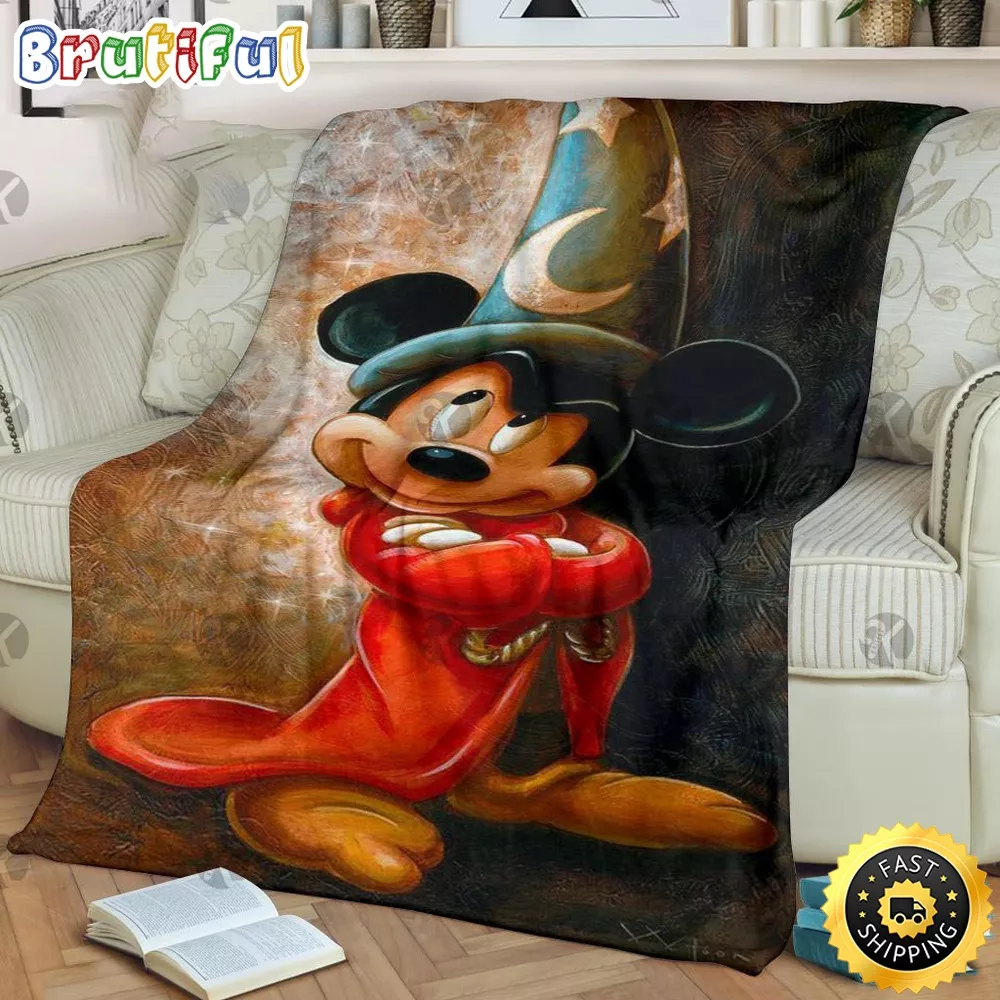 Mickey Mouse Blanket Mickey Mouse Wizard Posing Artwork Fleece Blanket
