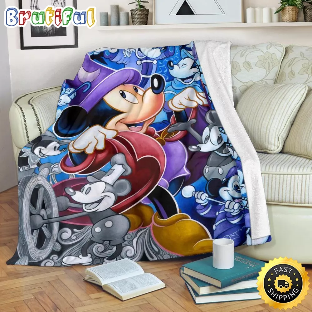 Mickey Mouse Blanket Wizard Mickey Fleece Blanket Funny Gift Bedding Decor