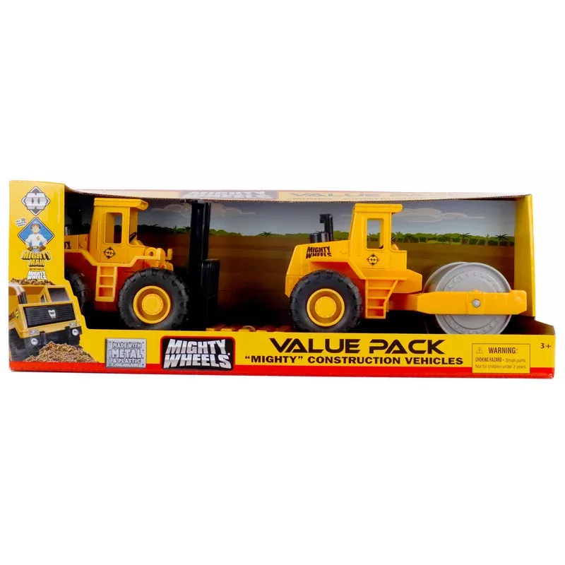 Mighty Wheels Construction Duo Set – 7″ Roller & Forklift Play Vehicles