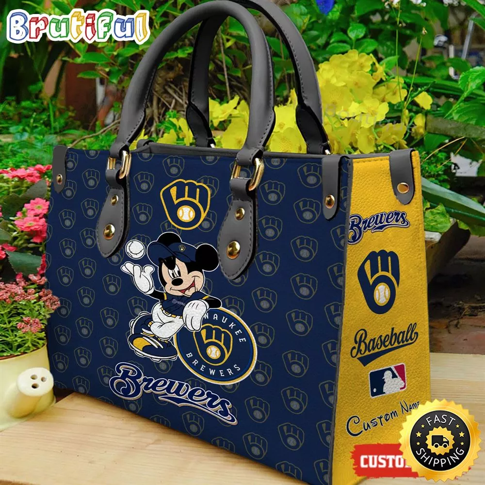 Milwaukee Brewers Mickey Women Leather Hand Bag
