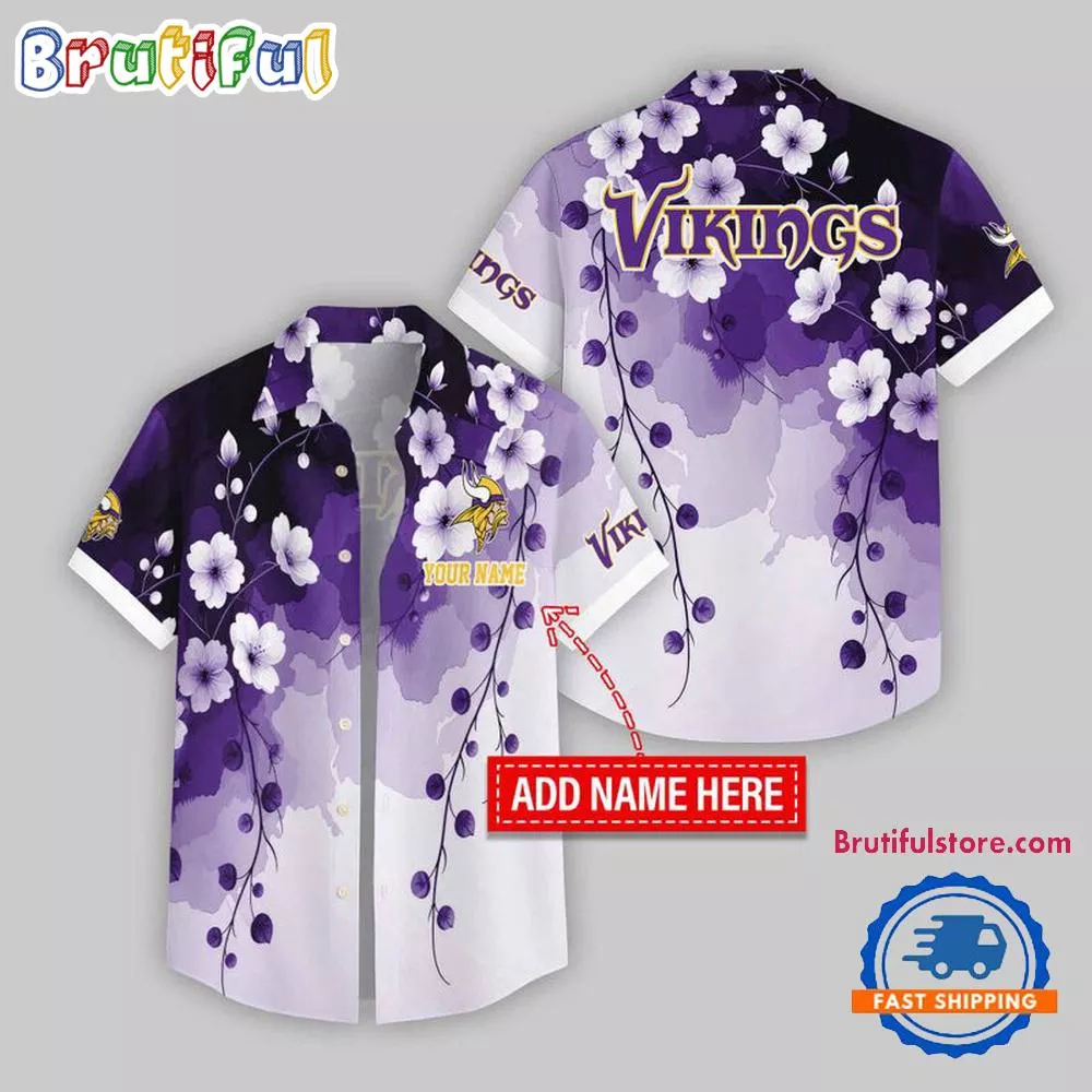 Minnesota Vikings Flower Pattern Trendy Summer Button Hawaii Shirt