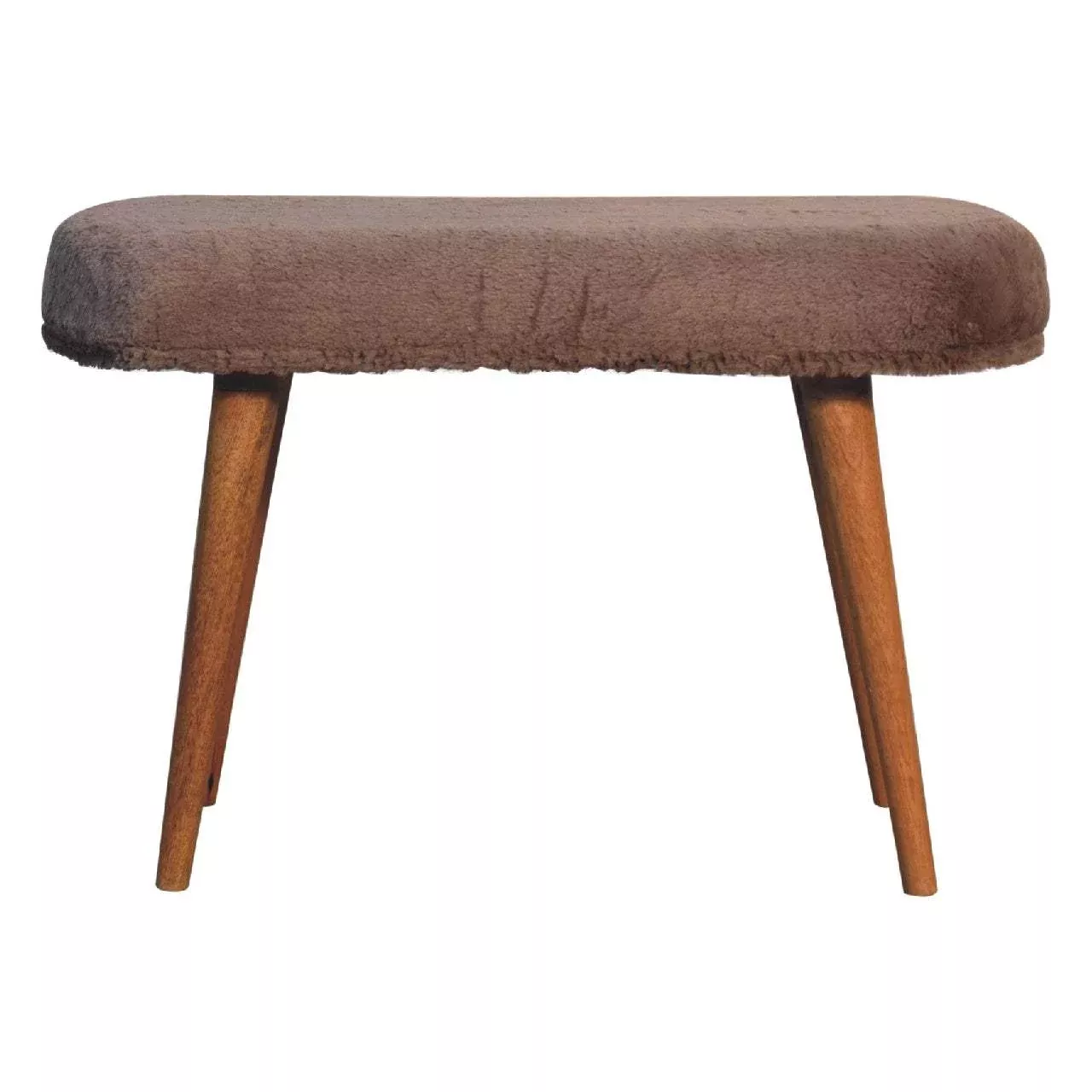 Mocha Faux Fur Fabric Bench