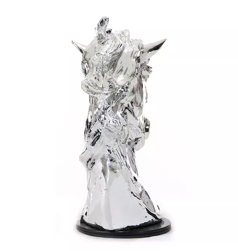 Modern Silver Horse Head Sculpture