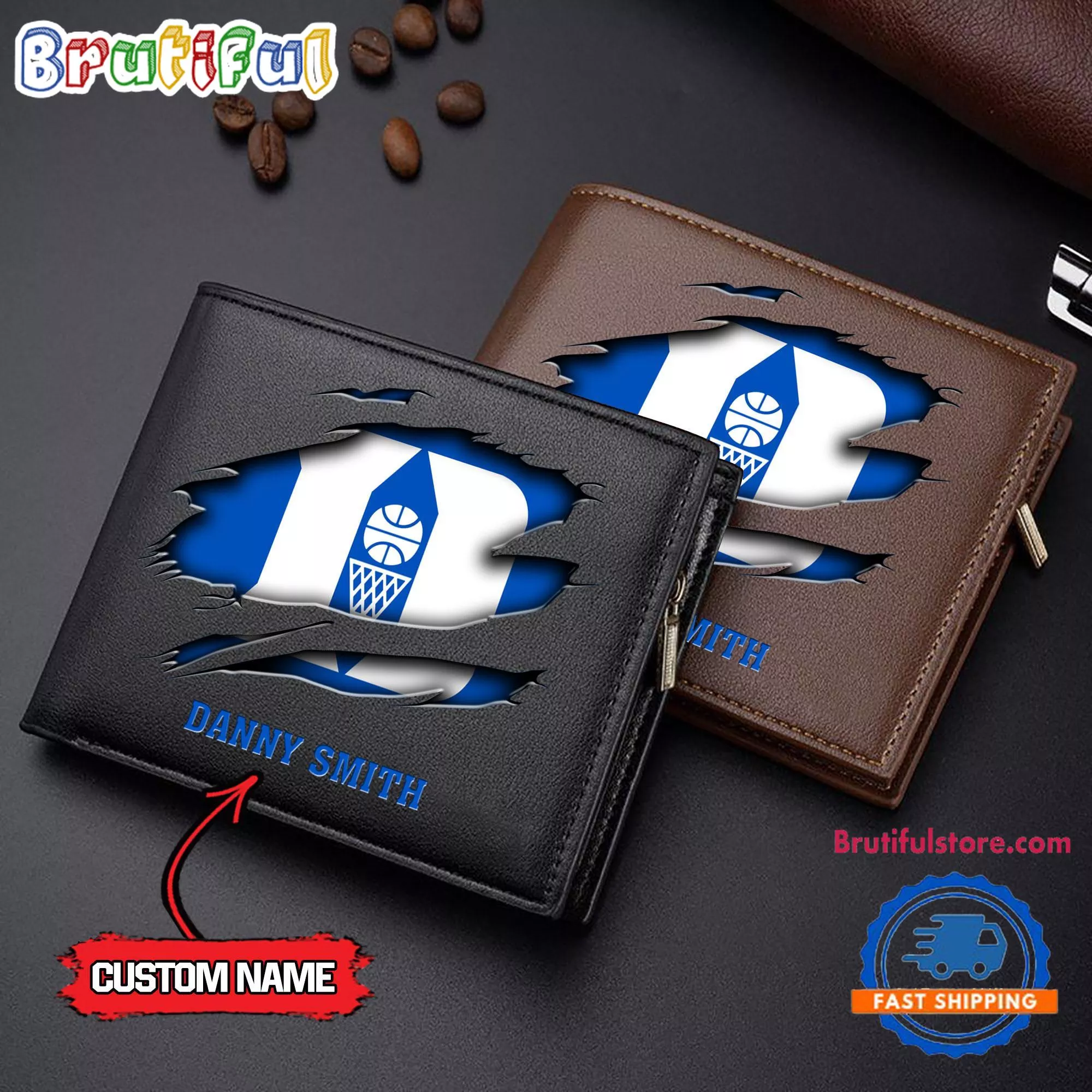 NCAA Duke Blue DevilsSporty Custom Men’s Leather Wallet