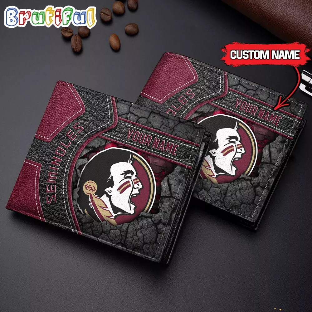 NCAA Florida State Seminoles Custom Name Men’s Leather Wallet