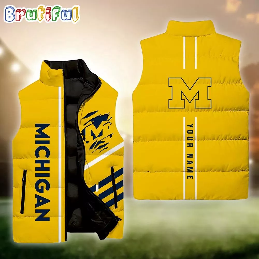 NCAA Michigan Wolverines Sport Team Personalized Sleeveless Down Puffer Jacket