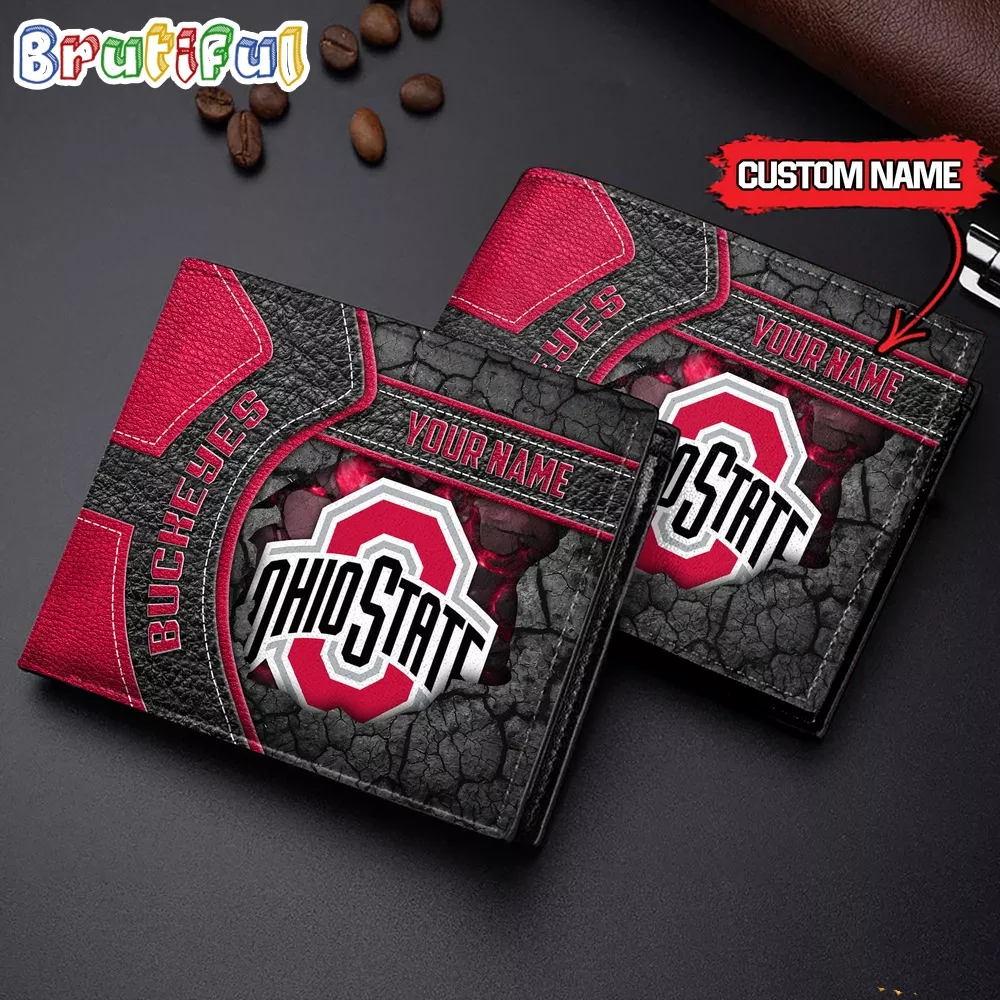 NCAA Ohio State Buckeyes Custom Name Men’s Leather Wallet