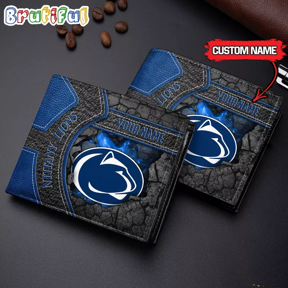 NCAA Penn State Nittany Lions Custom Name Men’s Leather Wallet