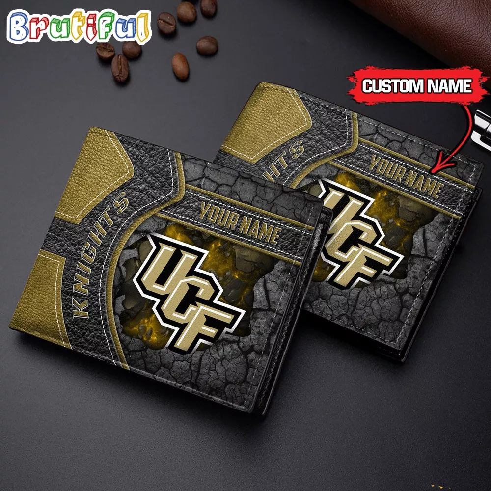 NCAA UCF Knights Custom Name Men’s Leather Wallet