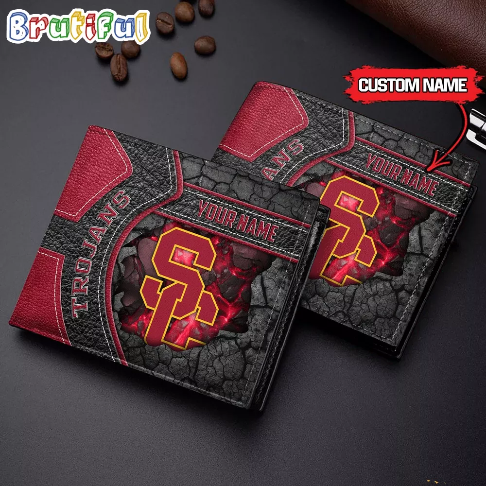 NCAA USC Trojans Custom Name Men’s Leather Wallet