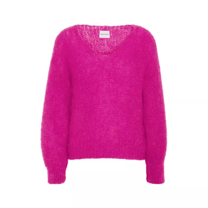 NEON PINK MOHAIR KNIT SWEATER