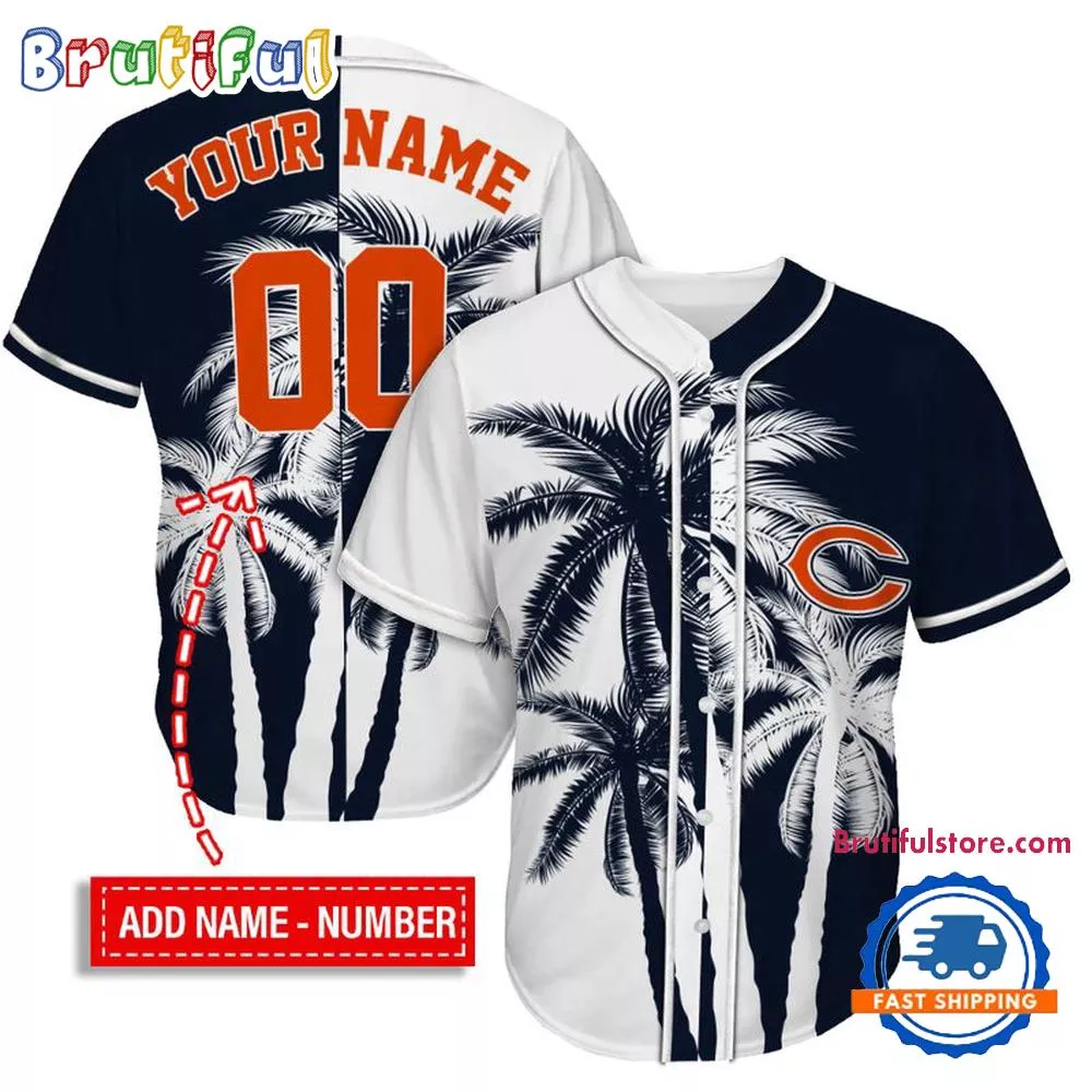 NFL Chicago Bears Palm Trees Pattern Summer Personalized Baseball Jersey