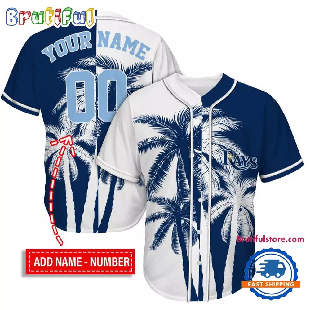 NFL Tampa Bay Rays Palm Trees Pattern Summer Personalized Baseball Jersey