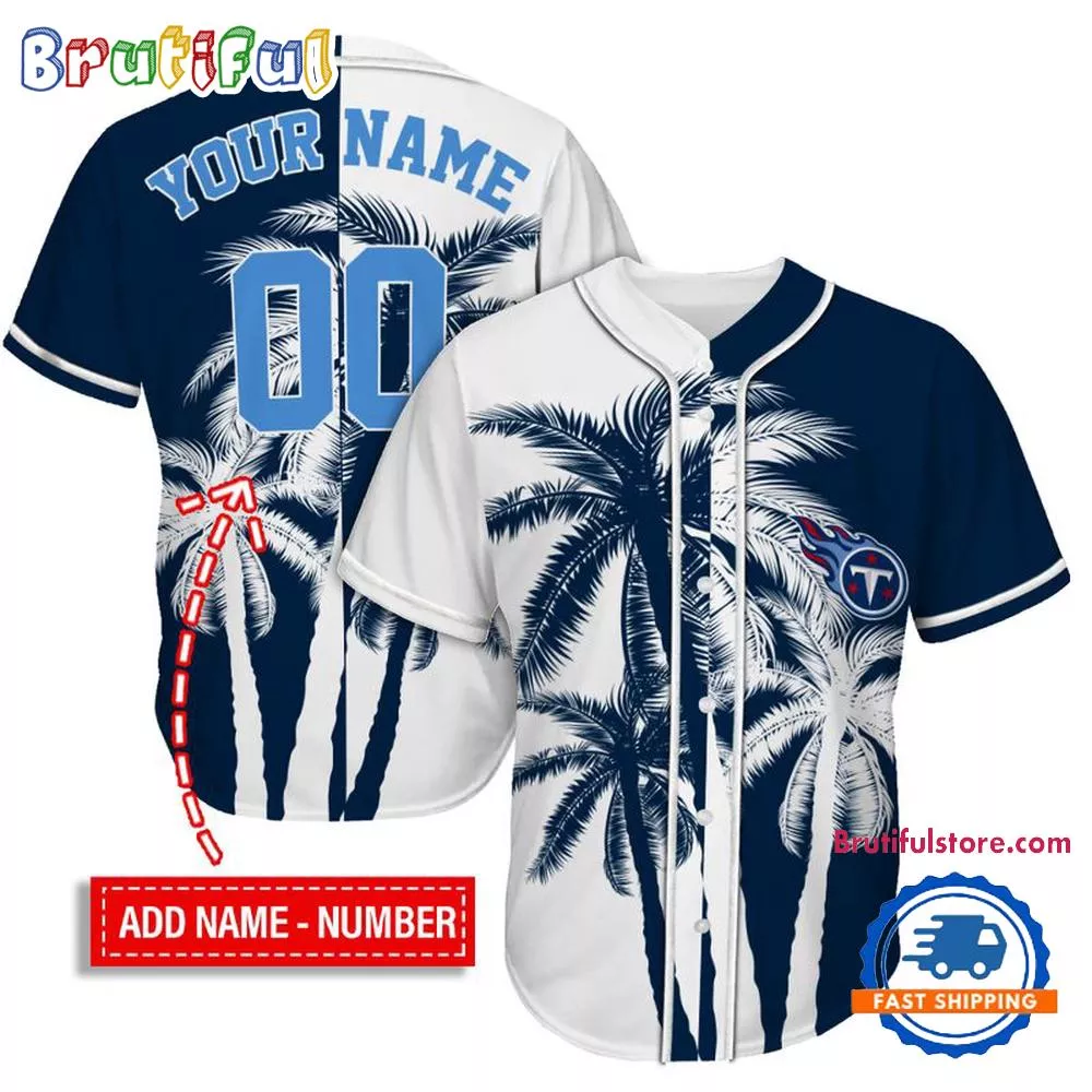NFL Tennessee Titans Palm Trees Pattern Summer Personalized Baseball Jersey
