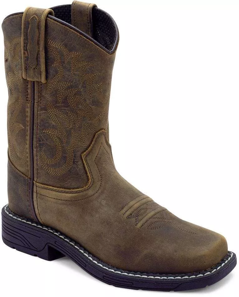 Old West Brown CHILDREN’S SQUARE TOE BOOTS