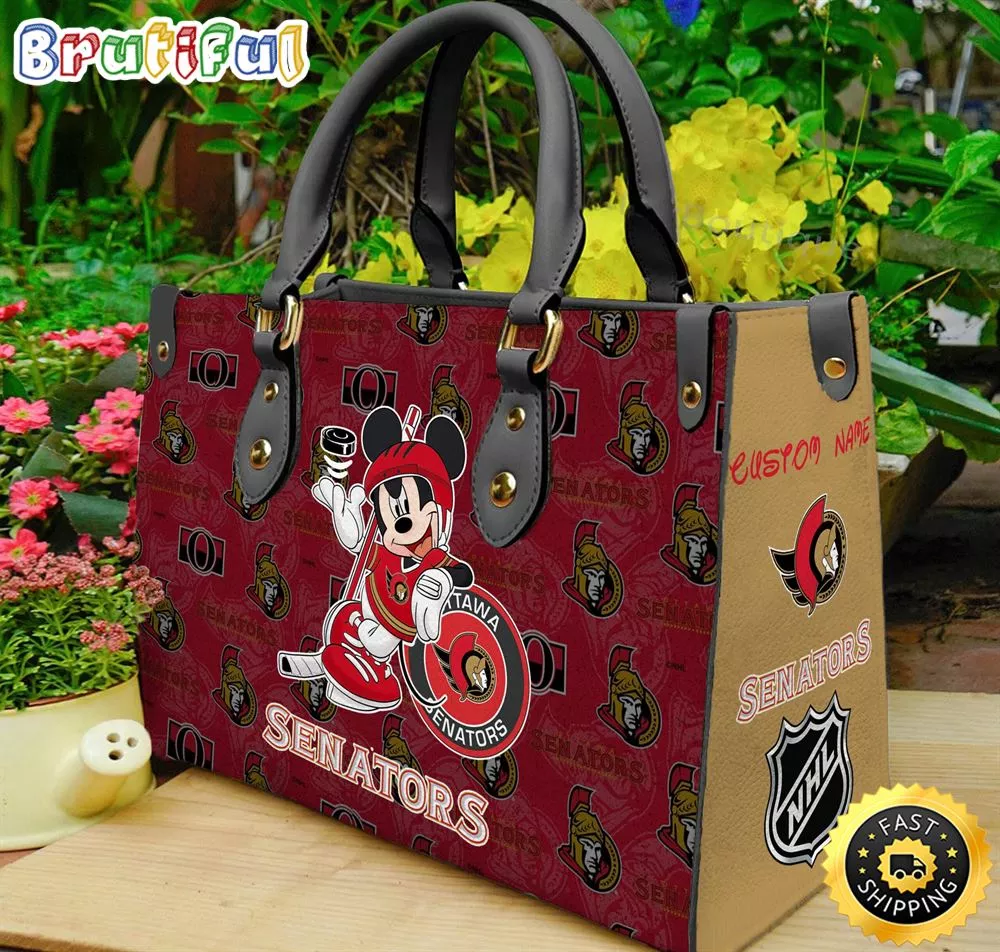 Ottawa Senators NHL Mickey Women Leather Hand Bag