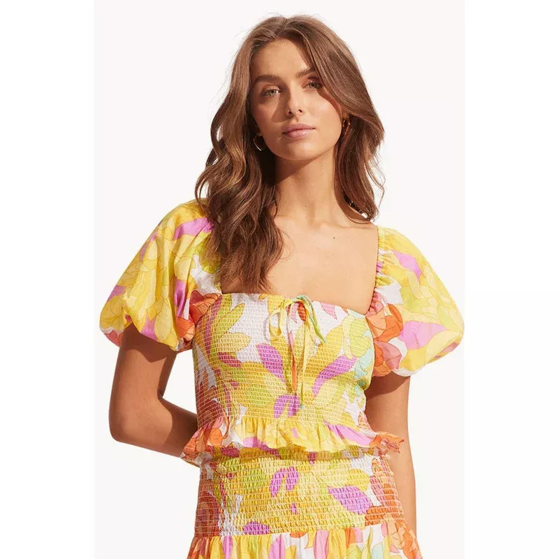 Palm Springs Shirring Top