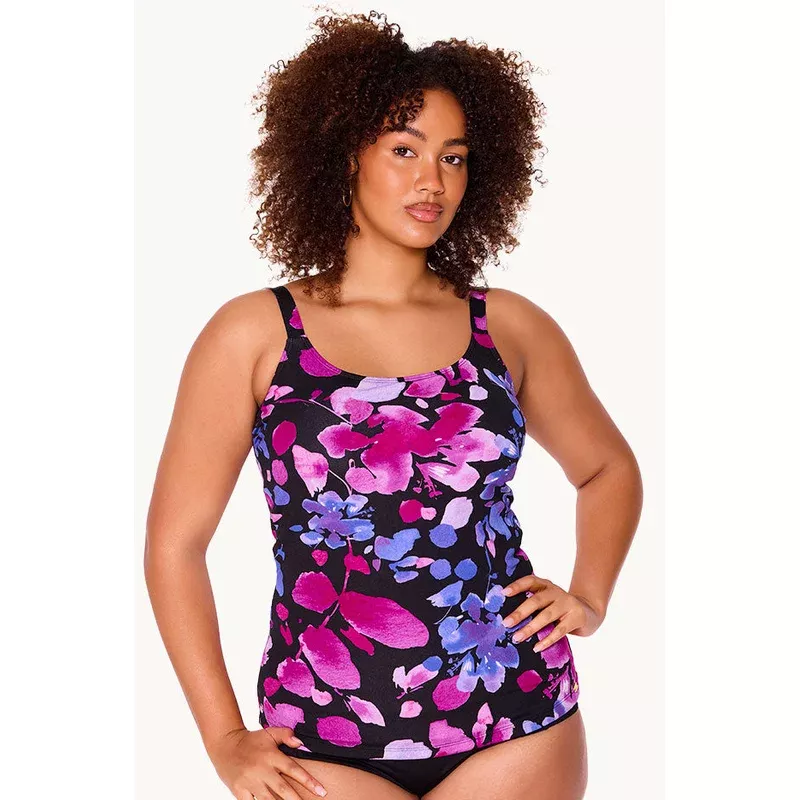 Paper Flowers Scoop Neck Tankini Separate