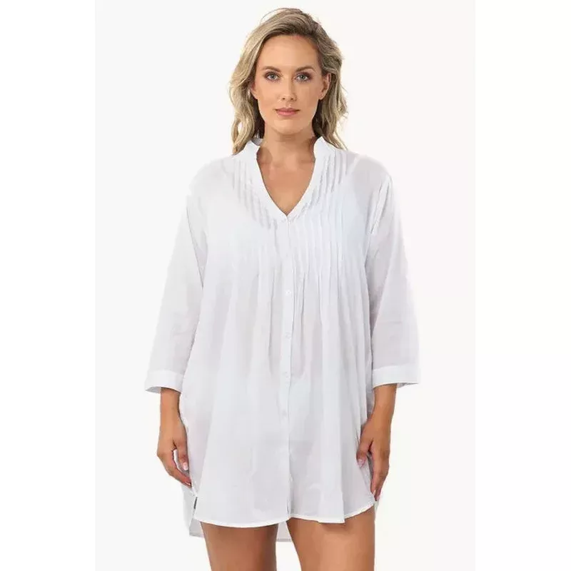 Plain Long Sleeve Pintuck Shirt