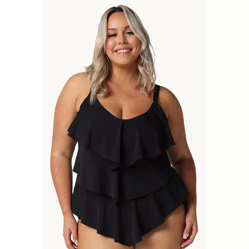 Plain Tiered Frill Tankini Separate