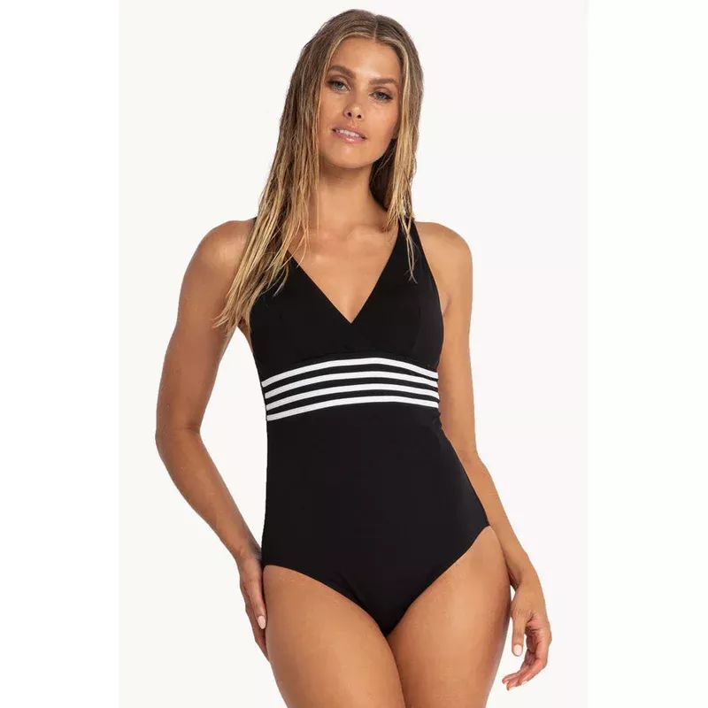 Pool Contrast Tape Cross Strap One Piece