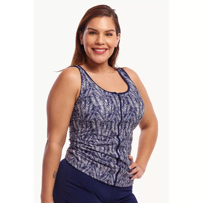 Pressure Palm DD/E Cup Zip Front Tankini Separate