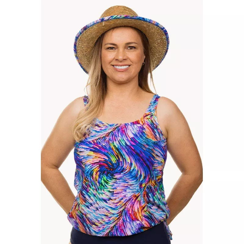 Rainbow Waves D/DD Cup Blouson Tankini Separate