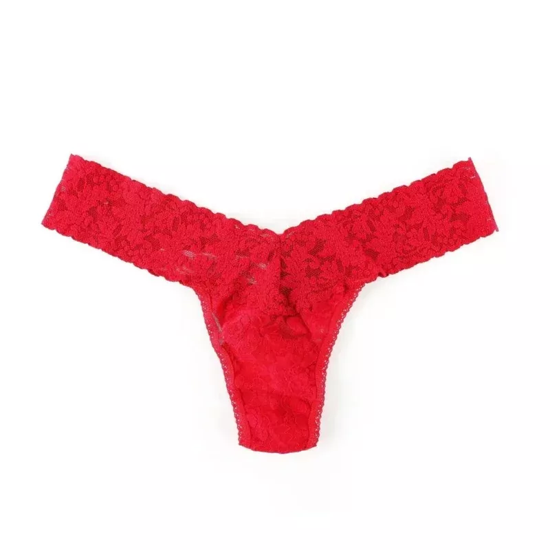 RED SIGNATURE LACE LOW RISE THONG
