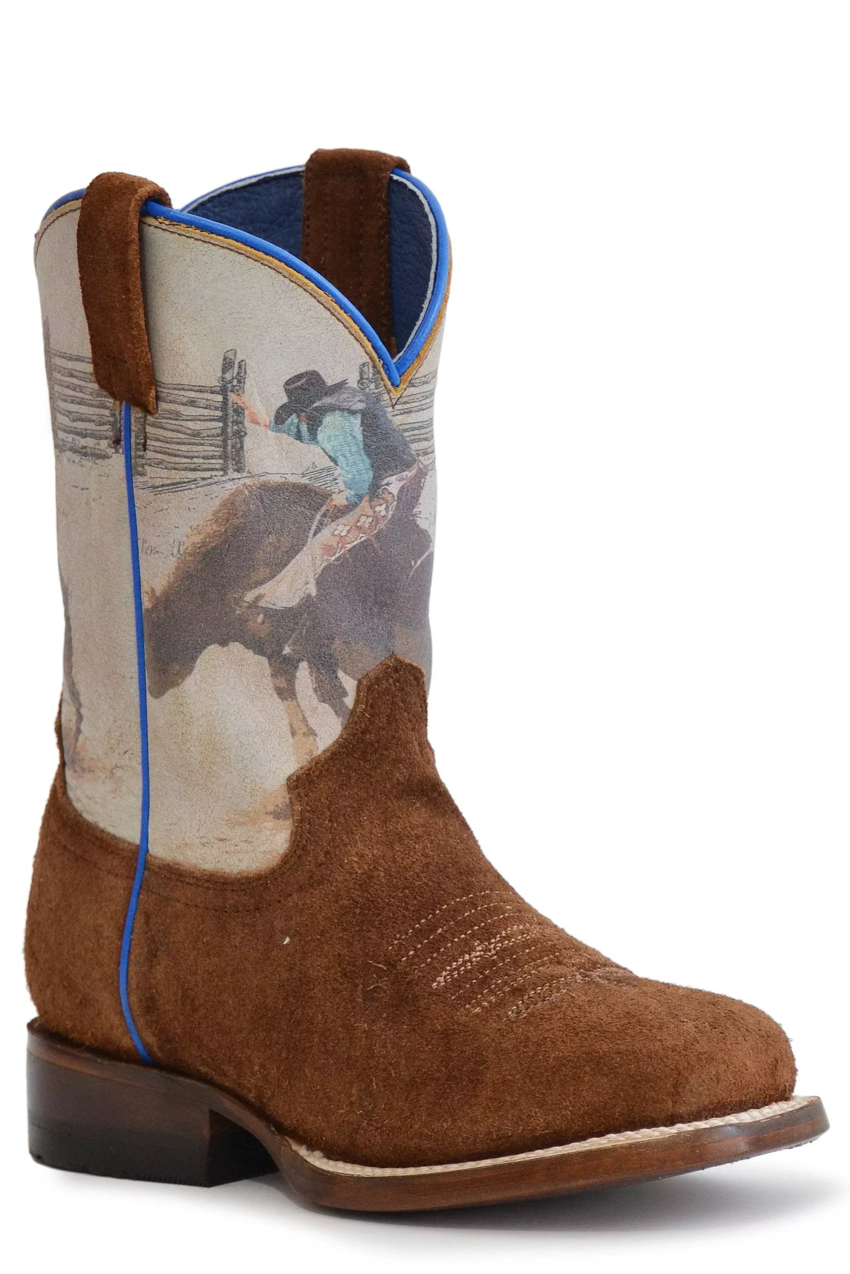 Roper Big Boys Brown Suede Leather Vamp Boot