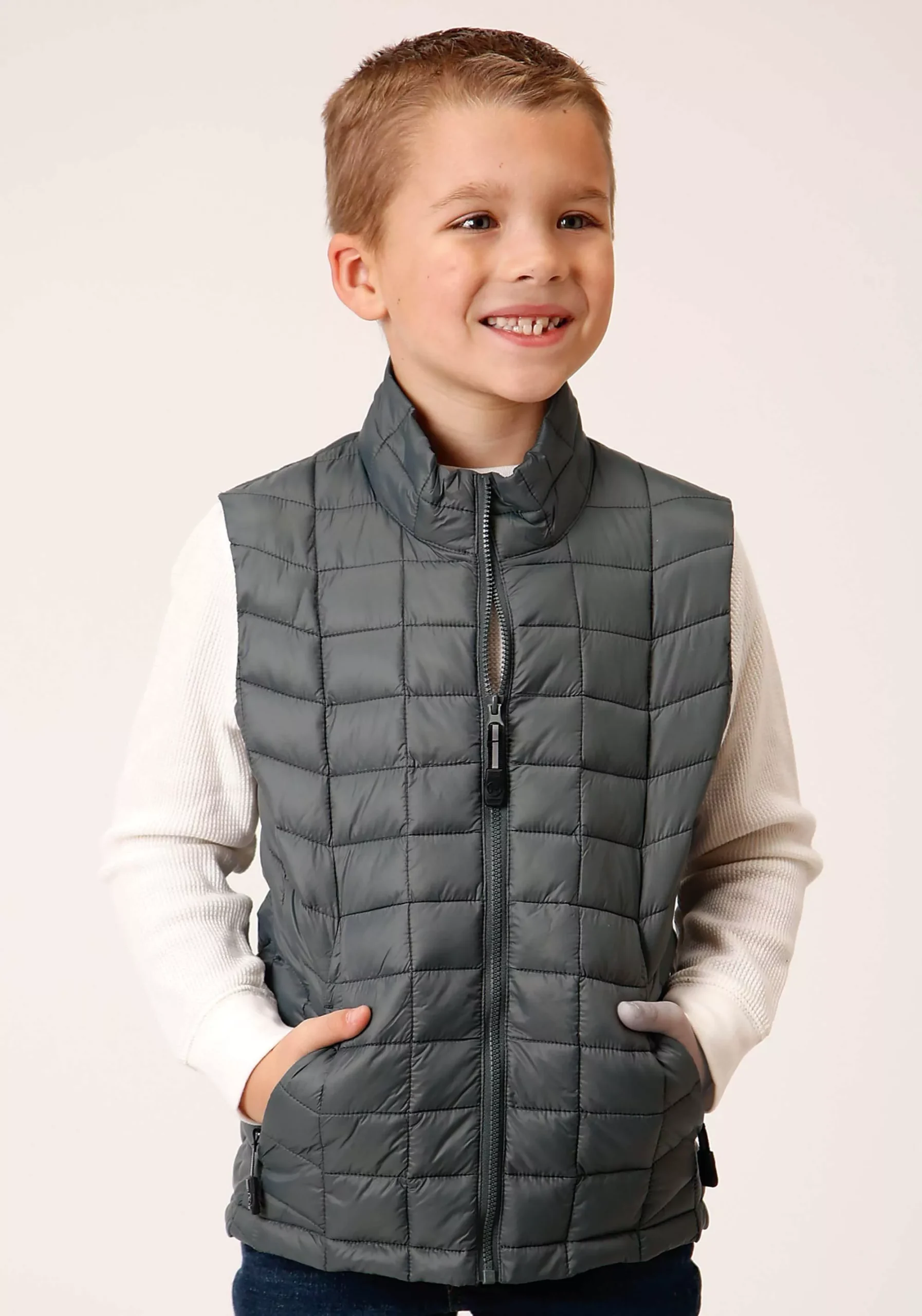 Roper Boys Silver Sage Nylon Parachute Down Vest