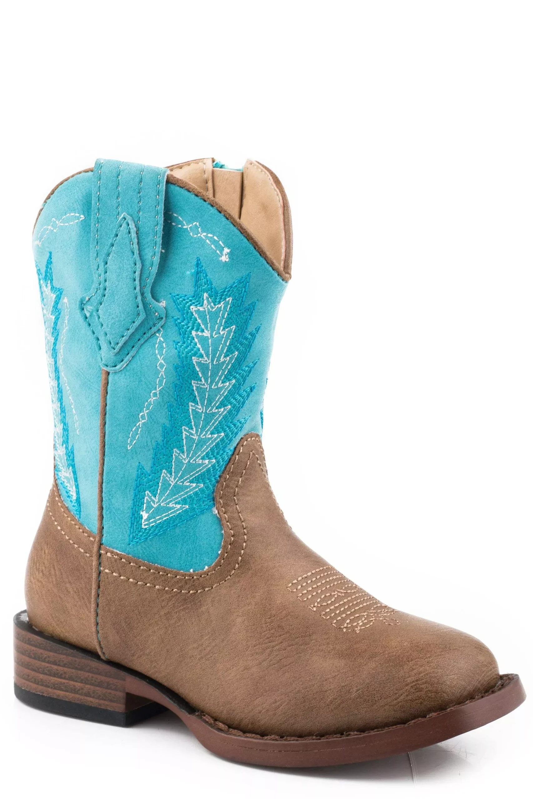 Roper Boys Toddler Tan Vamp Boot With Turquoise Shaft