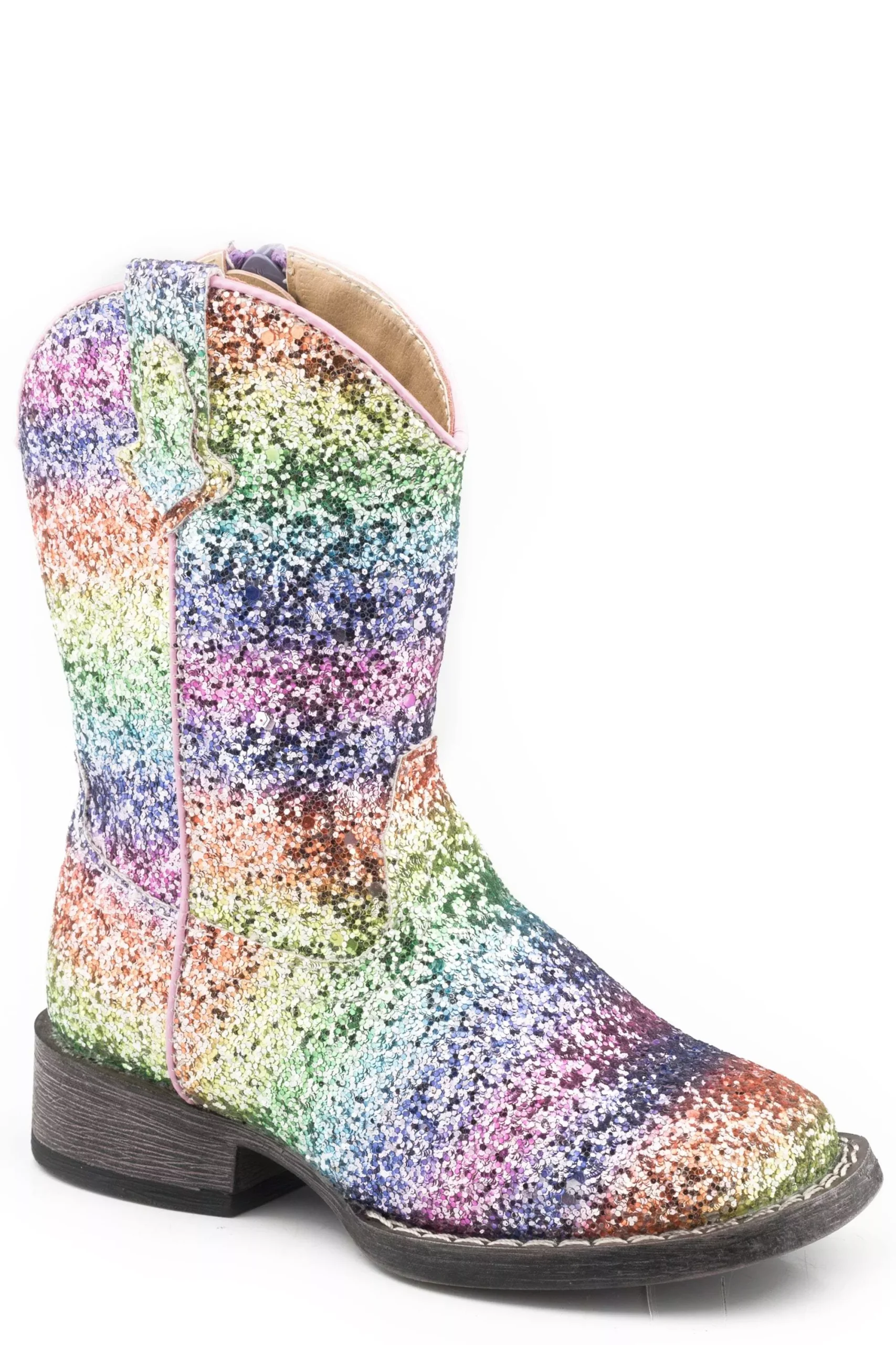 Roper Girls Toddler Rainbow Glitter Vamp Boot