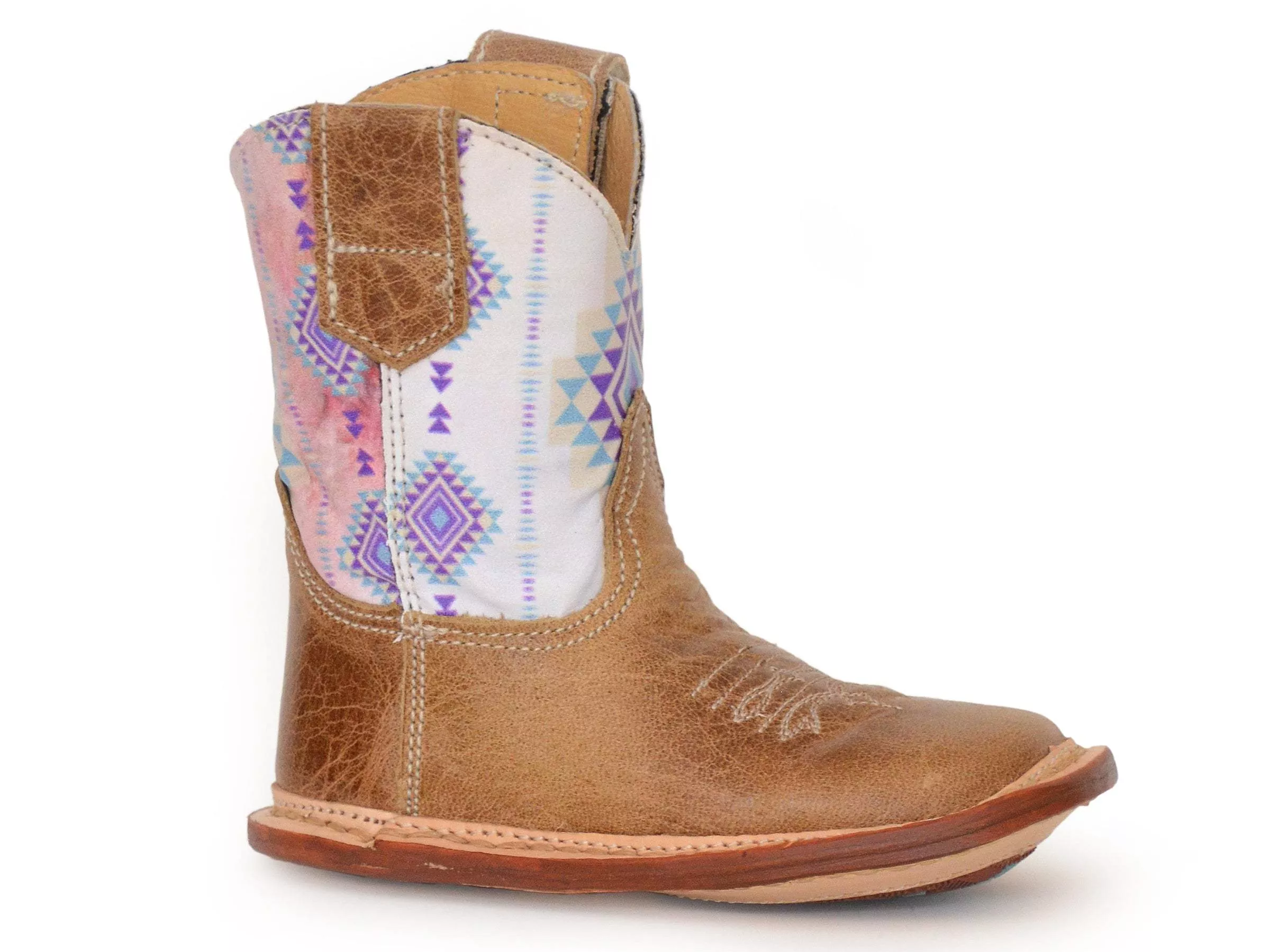 Roper Infant Girls Crackle Tan Leather Vamp Boot