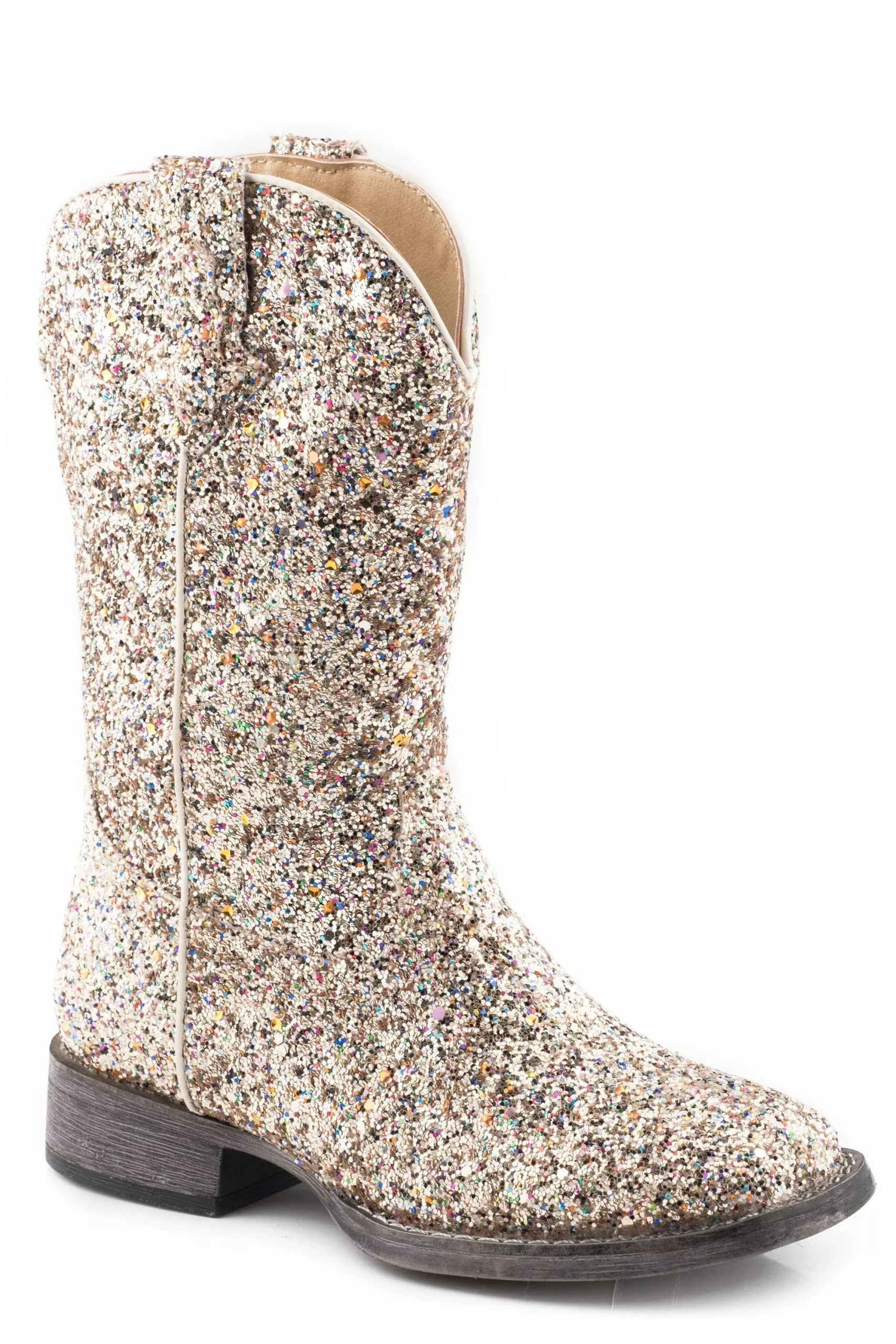 Roper Little Girls Light Gold Glitter Vamp