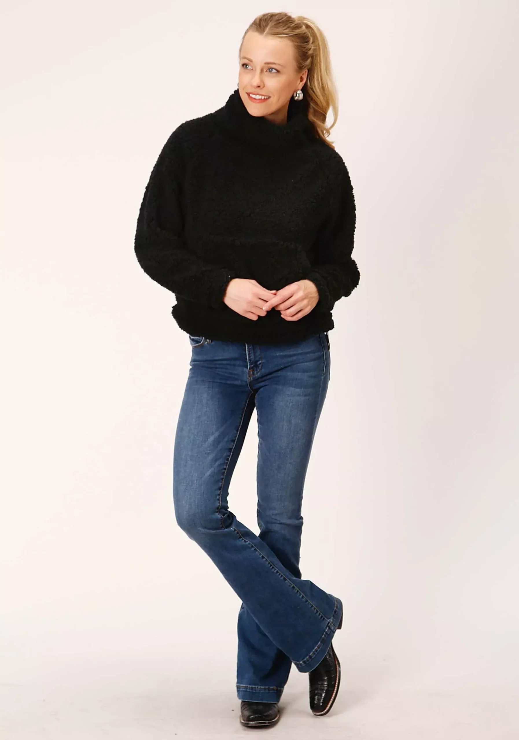 Roper WOMENS BLACK POLAR FLEECE PULLOVER
