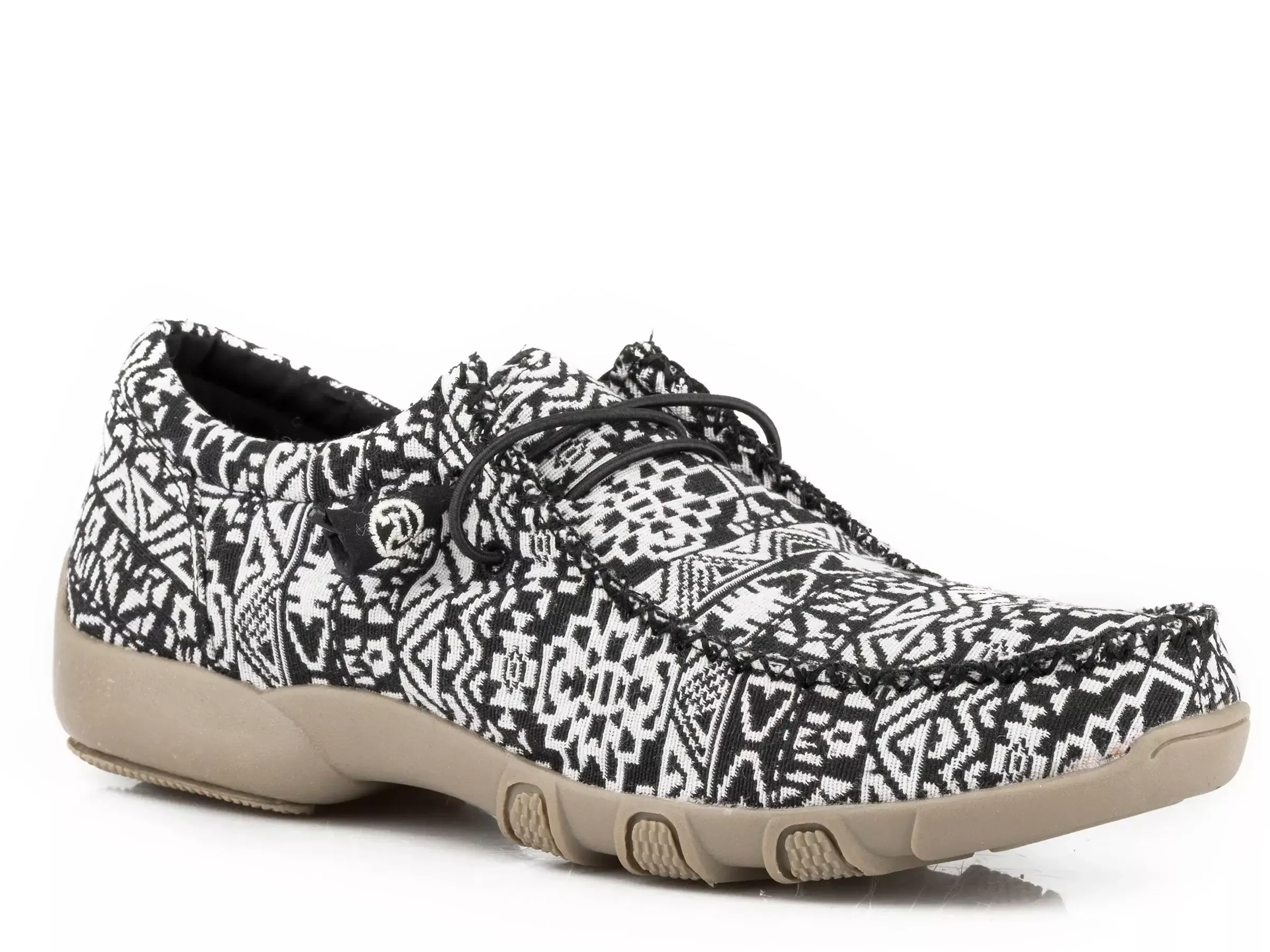 Roper Womens BlackWhite Aztec Canvas Chukka With Two EyeletsElastic Laces