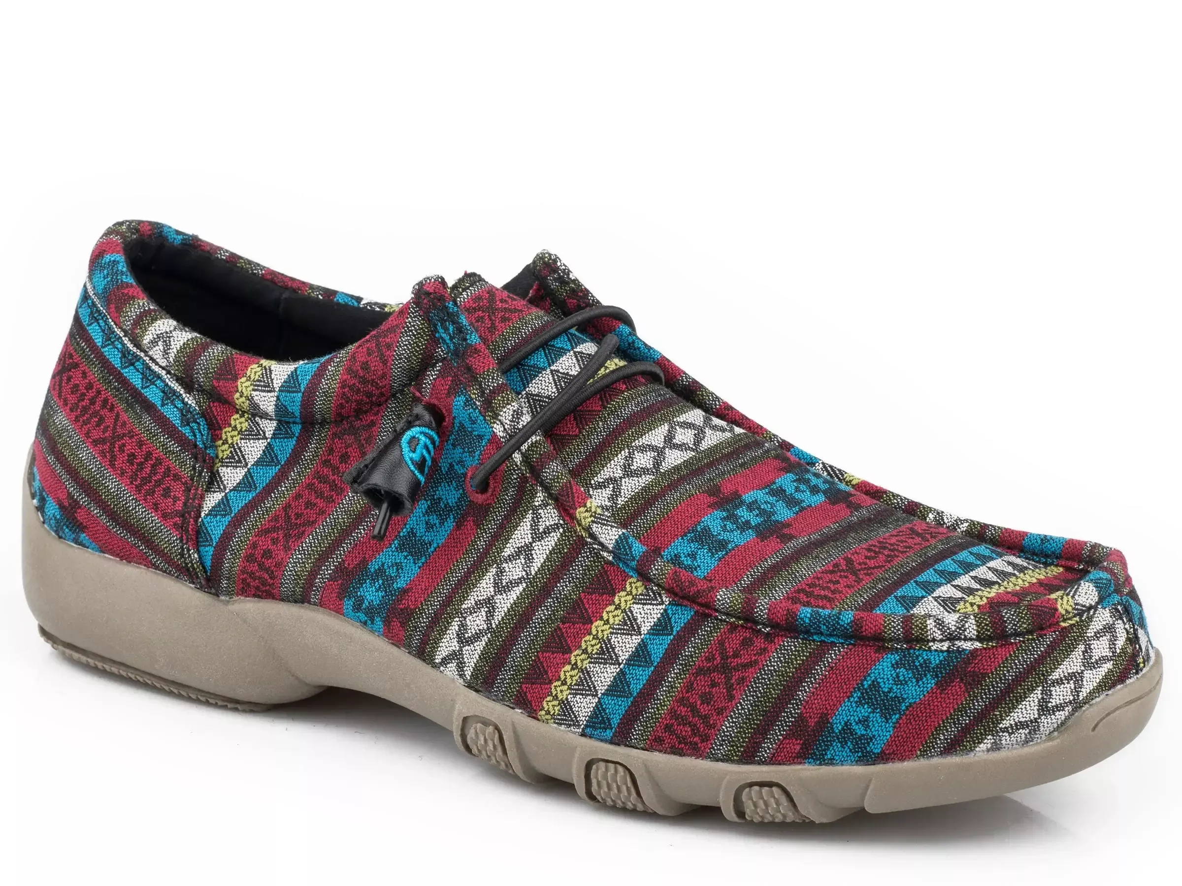 Roper Womens Blue Aztec Canvas Chukka With Two EyeletsElastic Laces