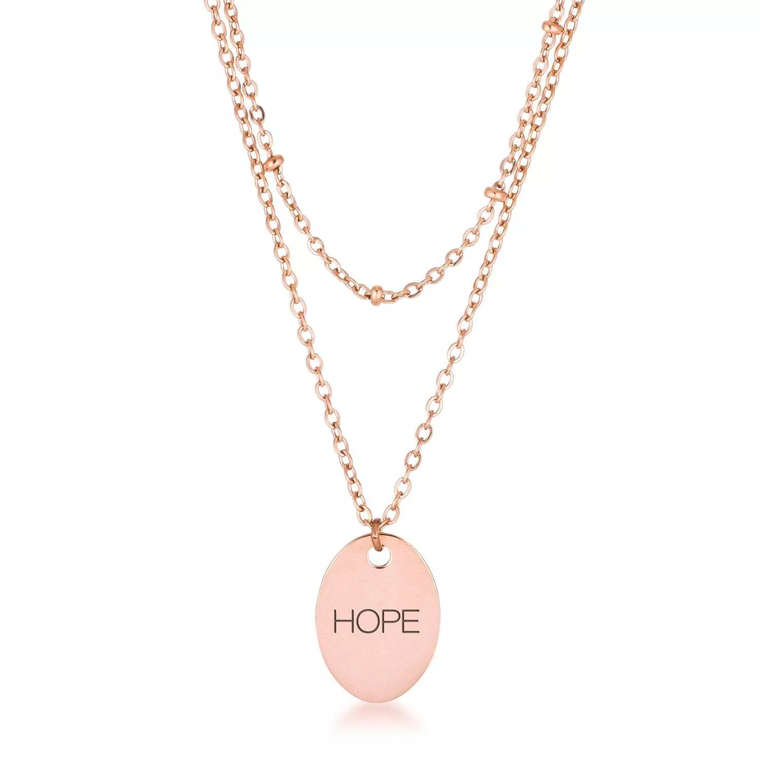 Rose Gold Plated Double Chain HOPE Necklace